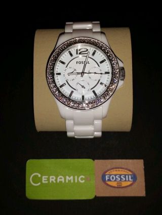 Fossil Damenuhr Ce1010 Ceramic/keramik Uhr,  Weiß,  Wie Ungetragen. Bild