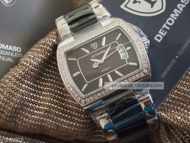 Keramikuhr Concetta Ladies Edition Schwarz Edelstahl Kristallsteine Datum 225€ Armbanduhren Bild