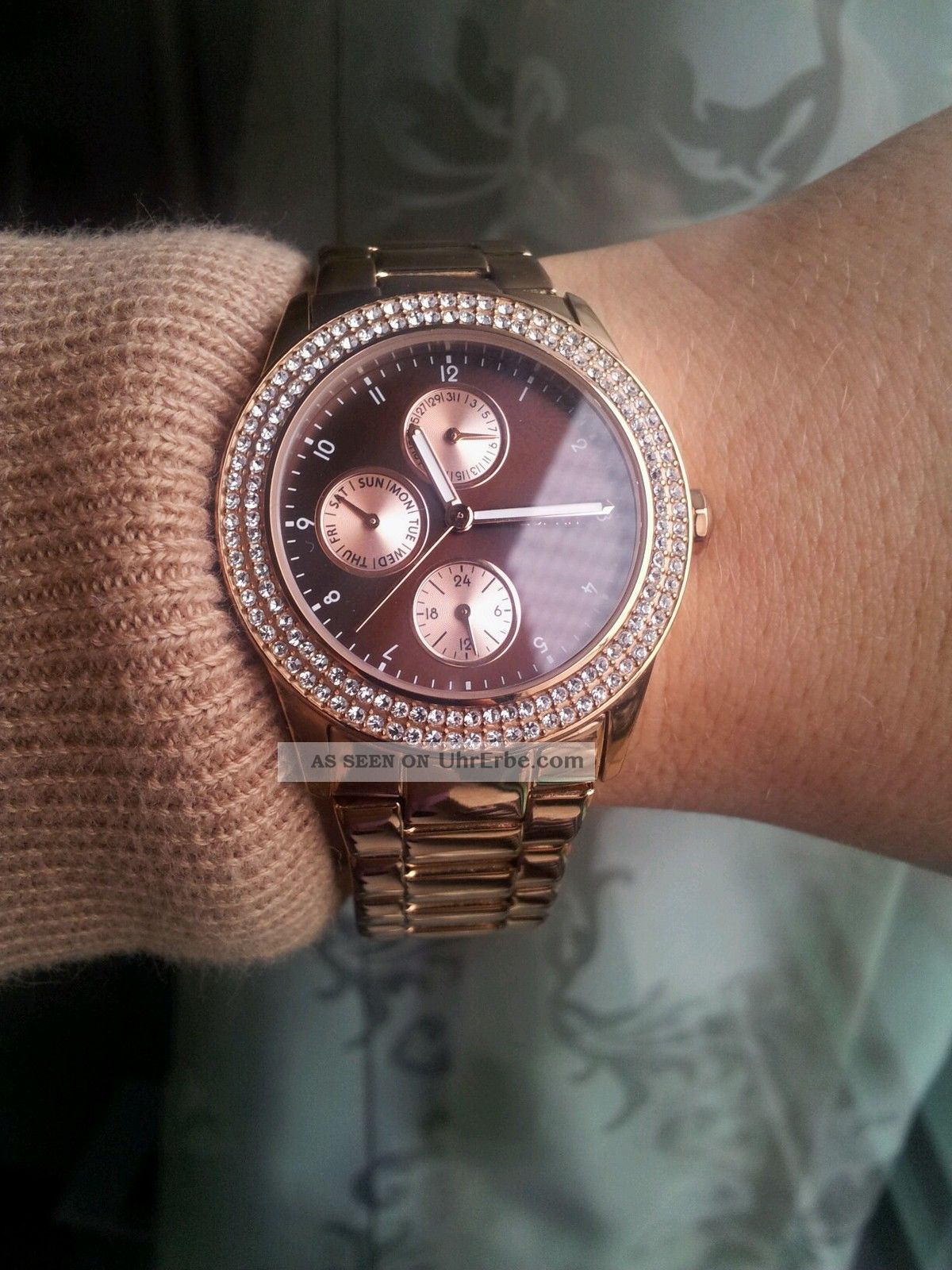 Esprit Uhr Damen Rose Gold Steinchen Edel Schick Top Armbanduhren Bild