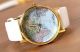 Damen Retro Blogger Uhr Armbanduhr Weiß Gold Mit Weltkarte Armbanduhren Bild 2