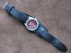Herrenuhr Edelstahl Fossil C221009 - Rotes Ziffernblatt - Breites Lederarmband Armbanduhren Bild 2