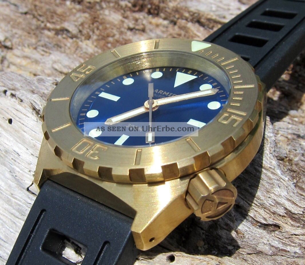 Armida A1 Brass 42mm Zifferblatt Blau & Ungetragen Mit Seiko Nb35 Werk Armbanduhren Bild