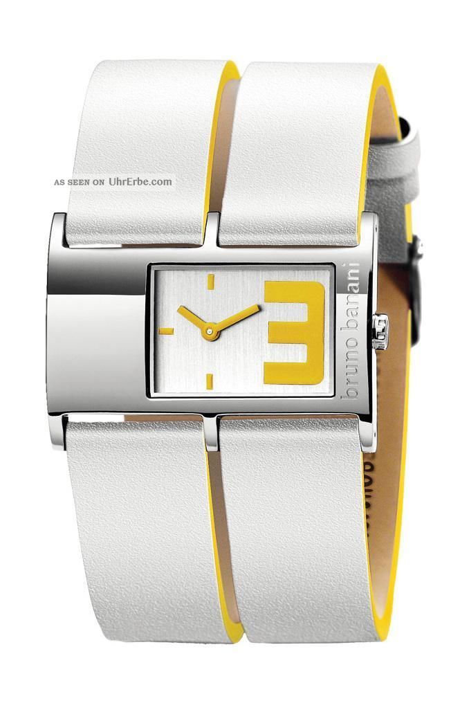 Bruno Banani Damenuhr Calix Silber/gelb Lederband Ts0 167 306 Armbanduhren Bild