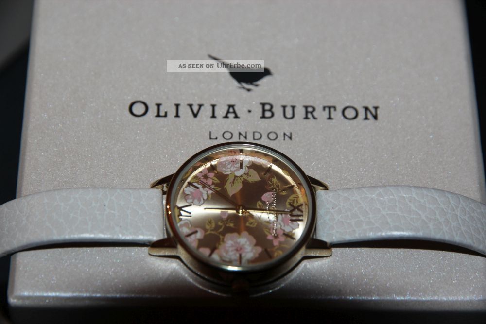 Weiß Goldene Olivia Burton Armbanduhr / Blumenprint Armbanduhren Bild