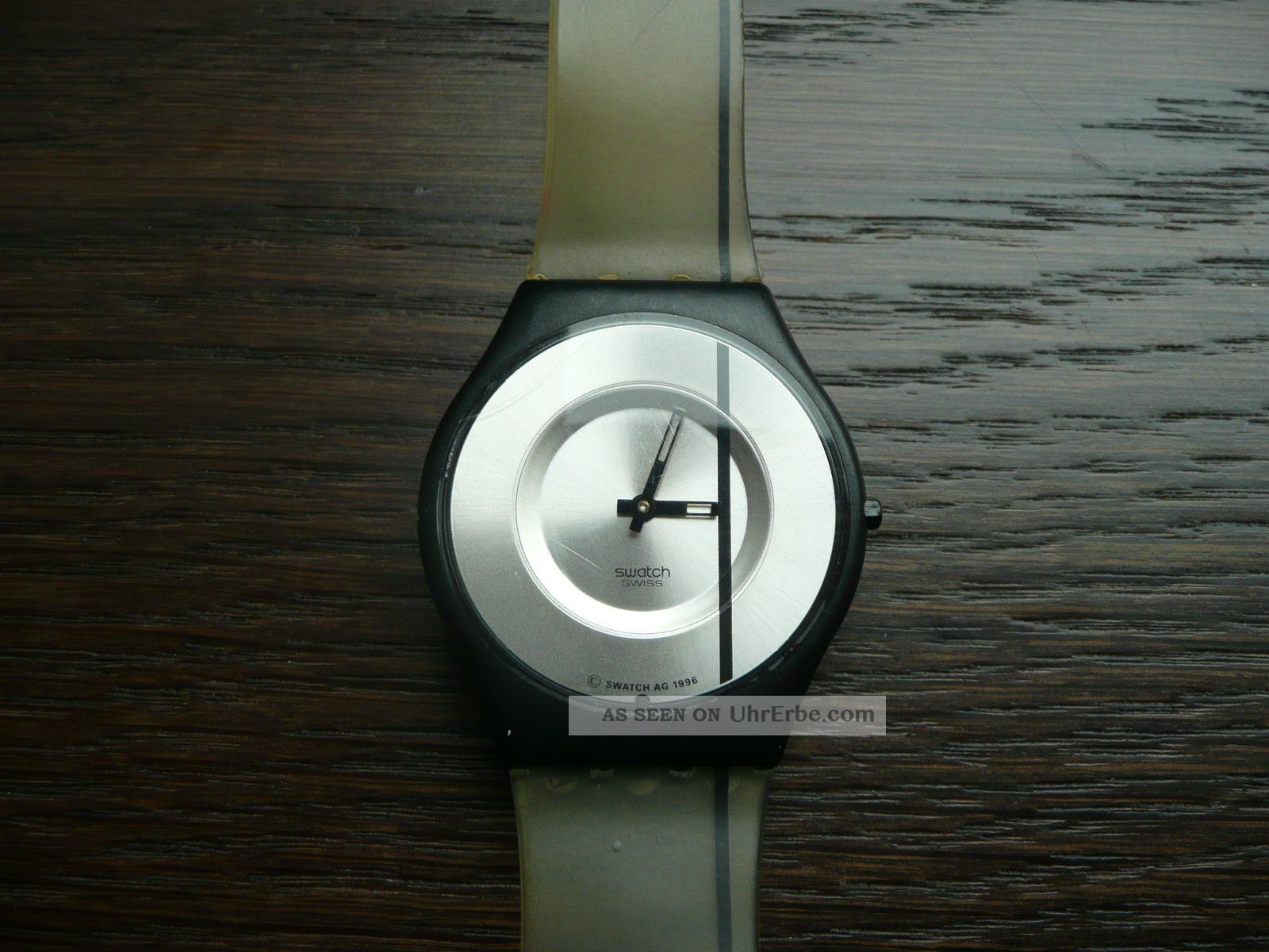 Swatch Watch Uhr Armbanduhr Skin Transparent Mit Schwarzem Streifen Armbanduhren Bild