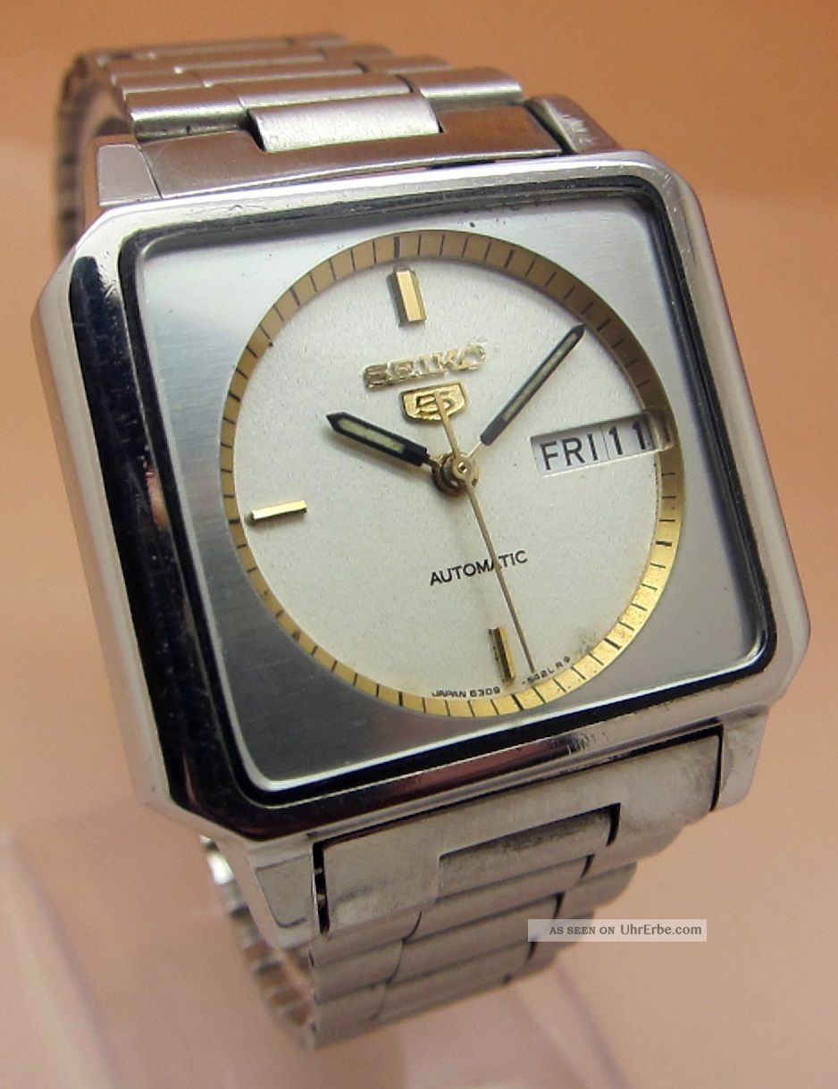 Seiko 5 Square Tv 6309 - 5470 Mechanische Automatik Uhr Datum & Taganzeige Armbanduhren Bild