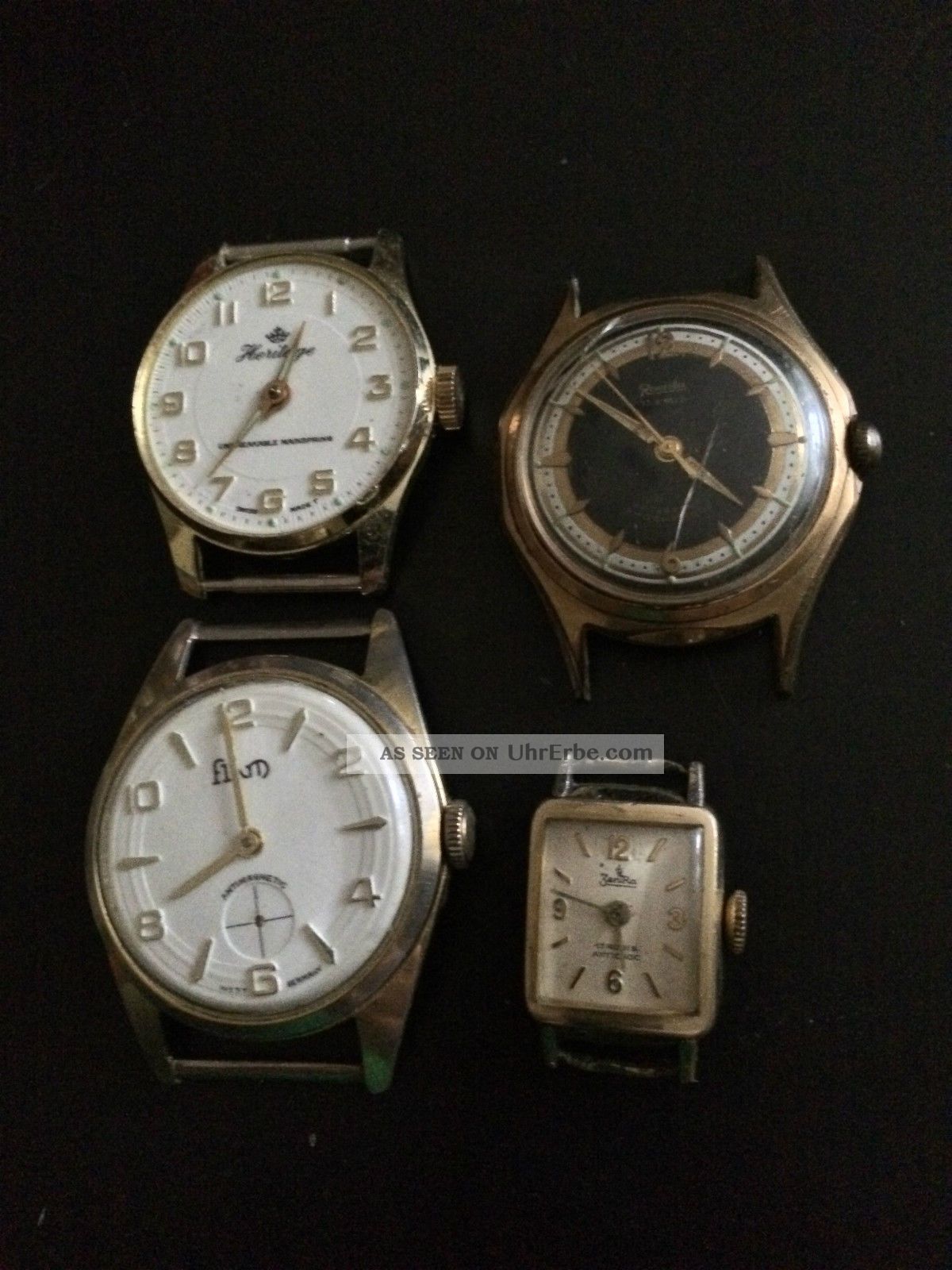 4x Elegante Vintage Armbanduhren Handaufzug - Revista,  Zentra,  Flam,  Heritage Armbanduhren Bild