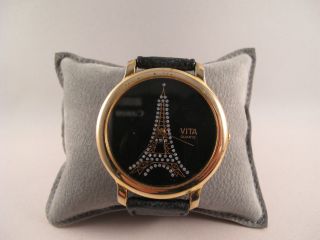Armbanduhr,  Quartz,  Eiffelturm,  Gold,  Silber Und Schwarz,  Getragen Bild