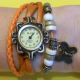Damen Quarzuhr Mit Vollrind - Lederarmband,  Orange Armbanduhren Bild 1