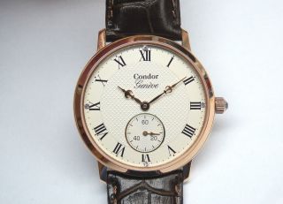 18k 750 Gold.  Condor Geneve Chronometr Armbanduhr.  Eta 7001 Bild