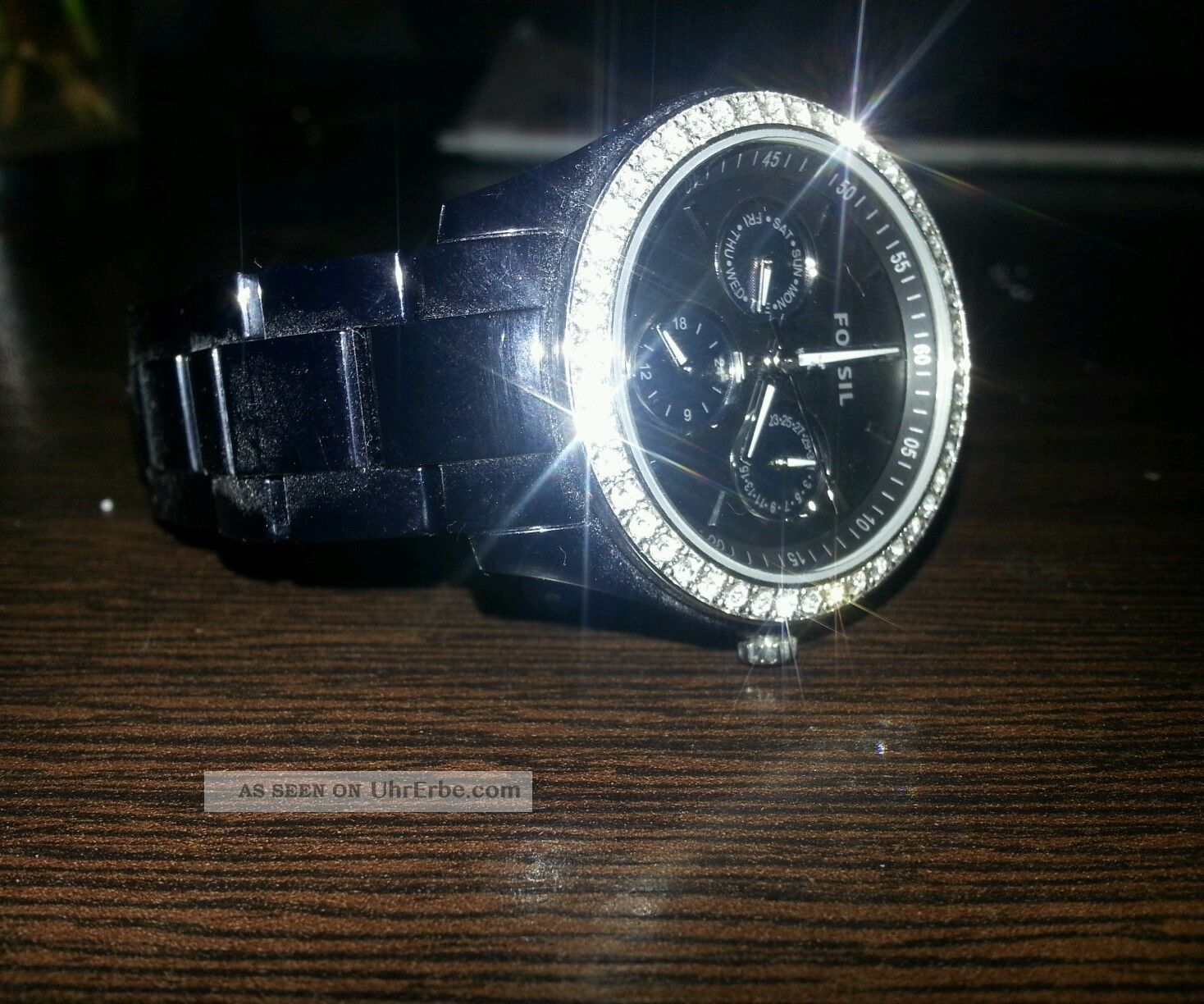 Schwarze Fossil Damenuhr Kunstharz Es 2157 Ideal Zu Weihnachten Armbanduhren Bild