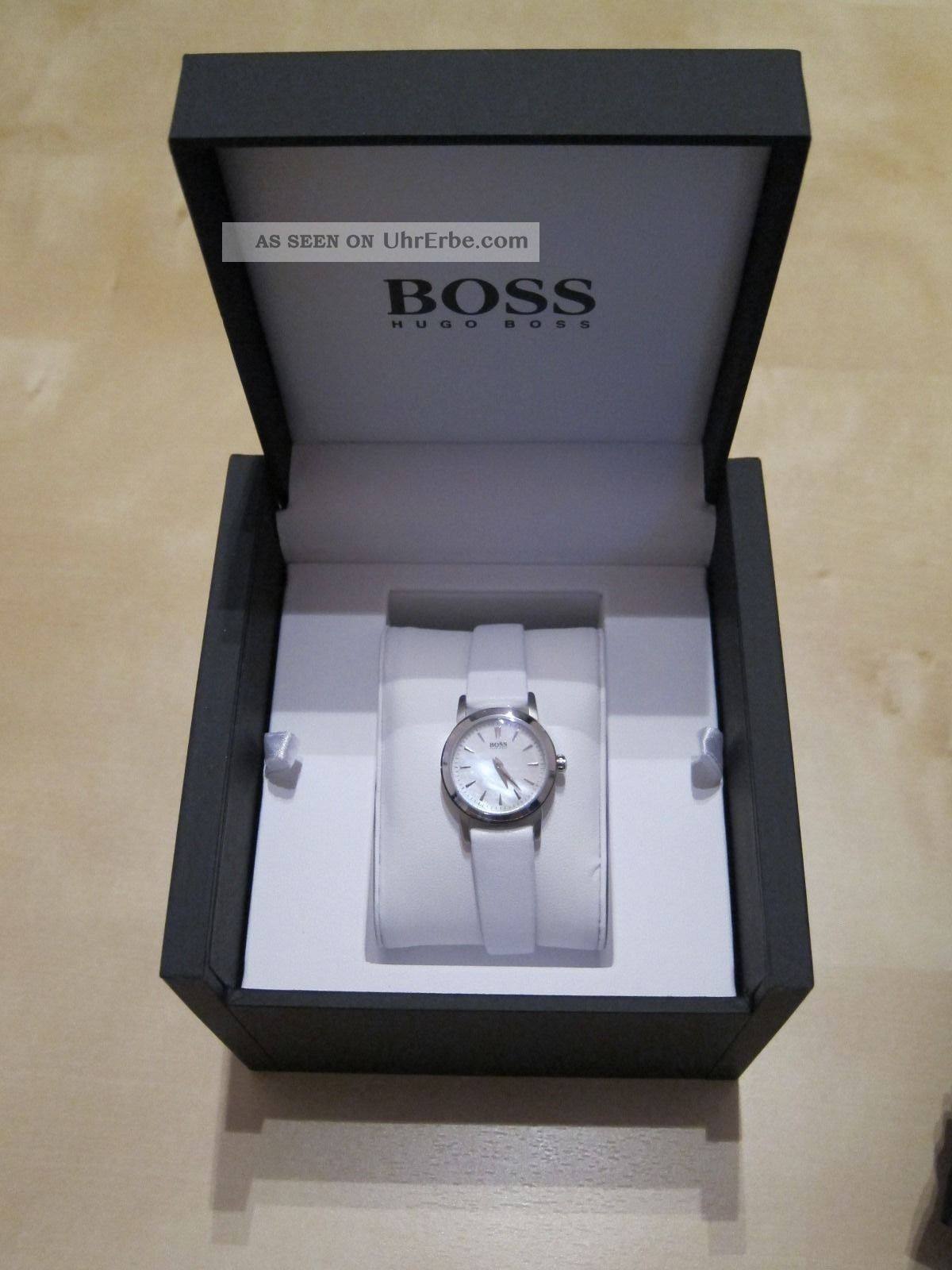 Hugo Boss 1502356 Uhr Damenuhr Lederarmband Edelstahl Analog Weiss Armbanduhren Bild