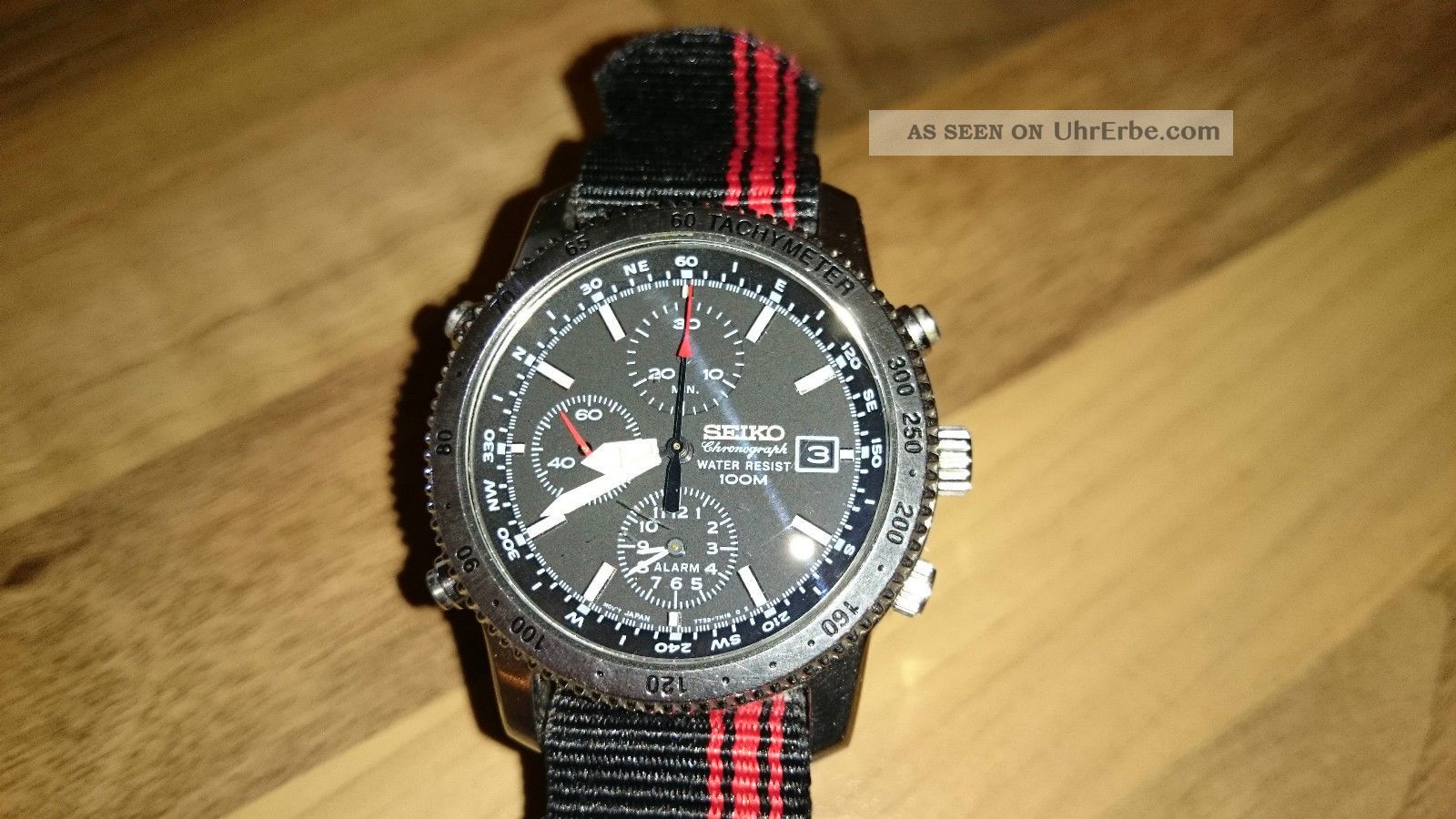 Seiko Chronograph 7t32 - 7e60 Mit Stoppfunktion Und Alarm Armbanduhren Bild