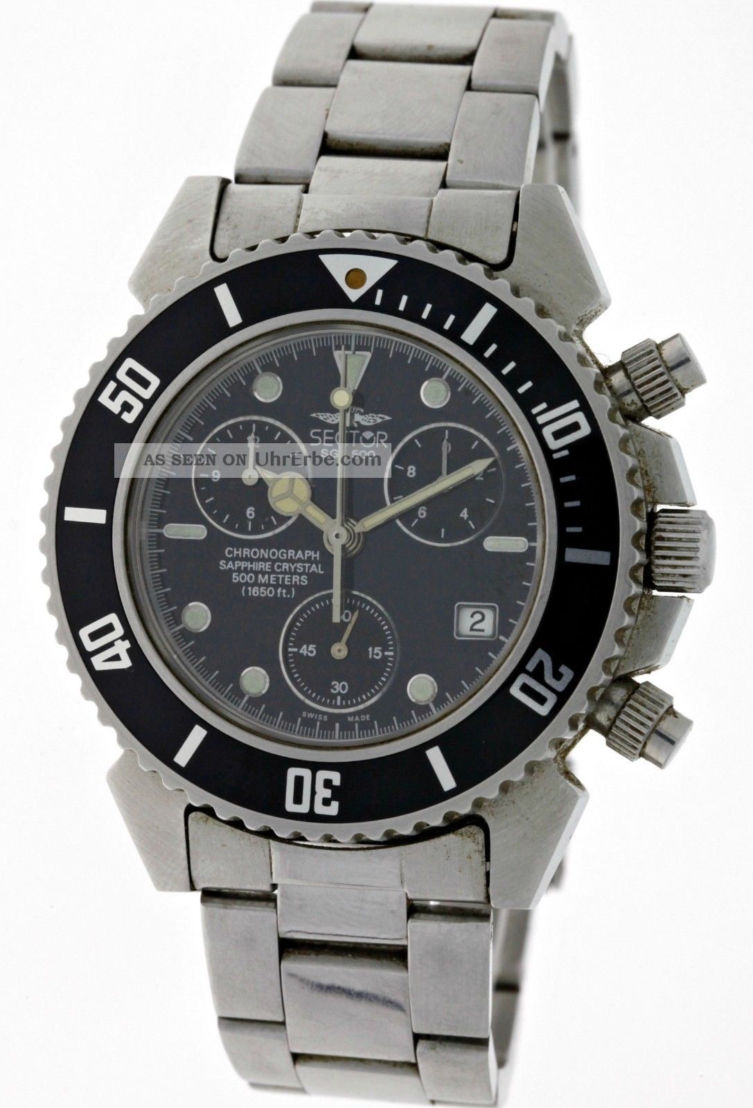 Sector Sge 500 Diver Chronograph 1650 Feet Edelstahl Saphirglas Papiere Aus 1996 Armbanduhren Bild