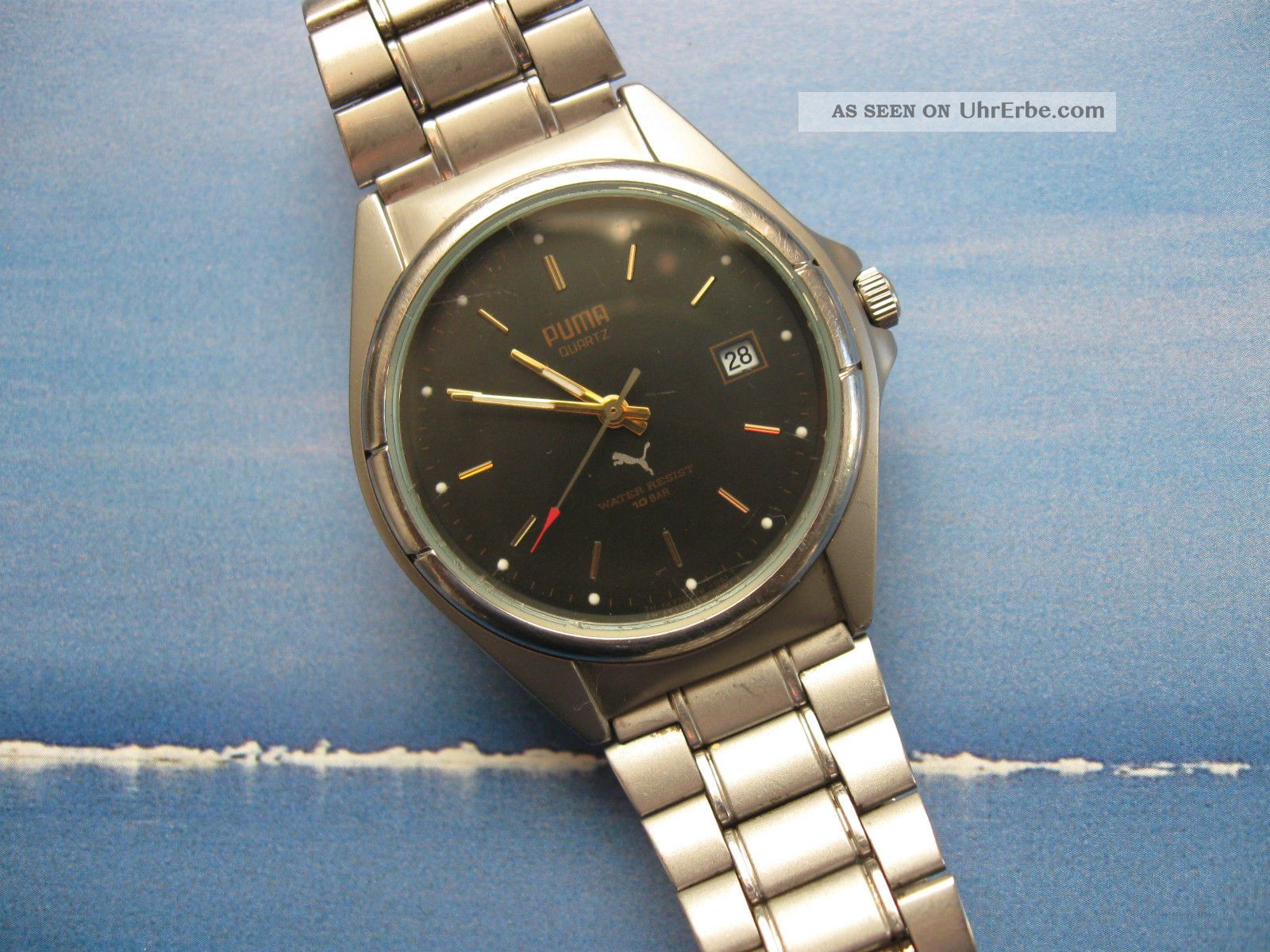 Herrenuhr Edelstahl Puma - Schwarzes,  Antrzitfarbenes Ziffernblatt - Datum - Armbanduhren Bild