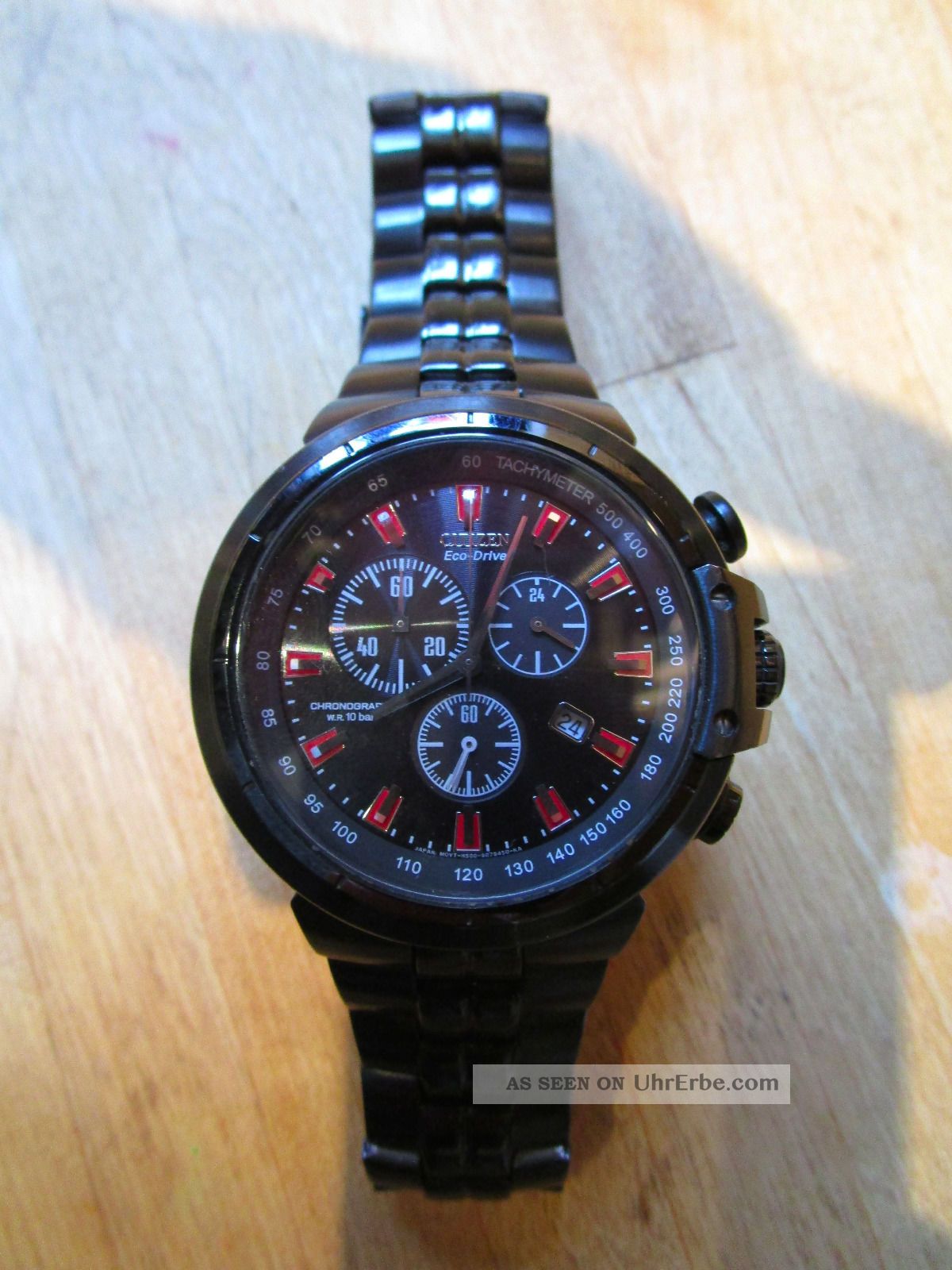 Schwarze Herren Uhr Citizien Eco Drive Stoppfunktion Kaum Getragen Armbanduhren Bild