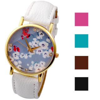 Vintage Retro Blume Damen Armbanduhr Basel - Stil Quarzuhr Lederarmband Uhr Bild
