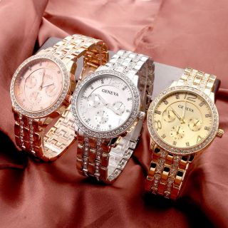 Luxus Geneva Bling Strass Armbanduhr Unisex Analog Quarzuhr Herrenuhr Damenuhr Bild