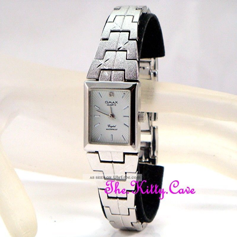 Damen Omax Wasserdichte Silber Rhodium Plattierte Chic Diamantschliff Armbanduhr Armbanduhren Bild