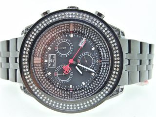 Herren Armbanduhr Joe Rodeo 2 Reihen 1,  75 Kt Diamant Einfassung Schwarz Uhr Bild