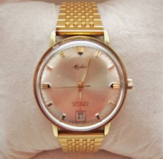 Heika Automatic Uhr 25 Jewels Mit Datum Gold Bild