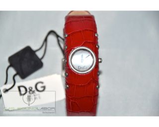 D&g Dolce & Gabbana Damen Uhr Cottage Leder Armband Rot/silber Dw0355 & Ovp Bild