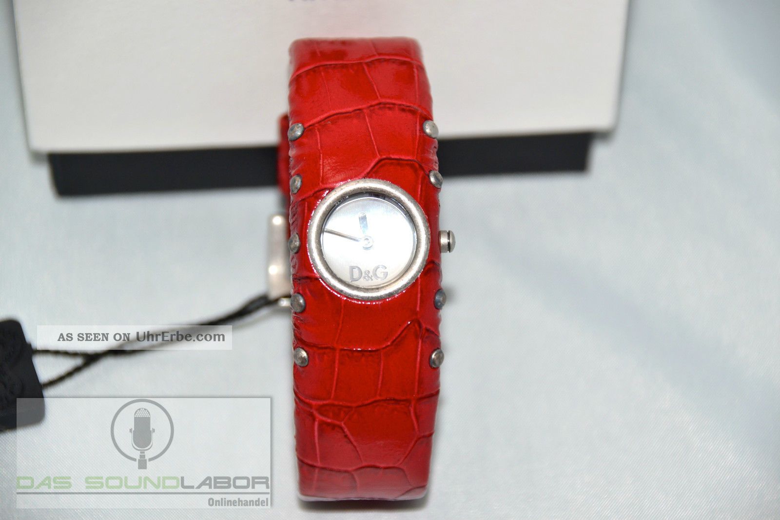 D&g Dolce & Gabbana Damen Uhr Cottage Leder Armband Rot/silber Dw0355 & Ovp