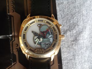 Fossil Uhr 20 J.  Star Wars 1997 Limited Edition Boba Fett Vergoldet Nr.  0863/1000 Bild