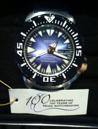 Seiko Blue Monster Limited Edition Srp455k1 100th Aniversary Automatic Divers Bild