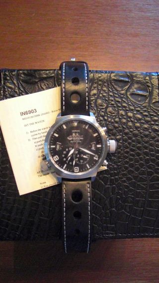 Ingersoll,  Schwarze Herren Uhr,  Bison Nr.  7,  Automatik,  Modell In6903,  Wie Bild