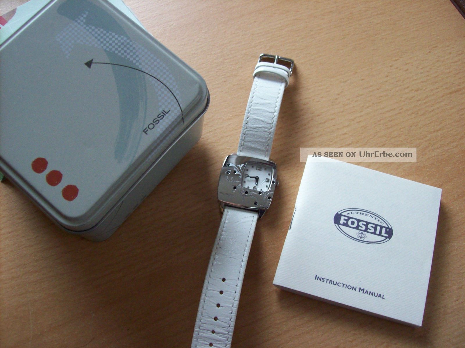 Fossil Damen Armbanduhr Edelstahl Lederarmband Weiß Armbanduhren Bild
