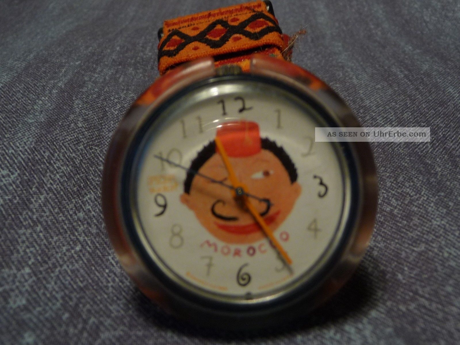 Kinder Uhr,  Fa.  Moroco,  Textil Armband Bunt,  Ohne Batterie Armbanduhren Bild