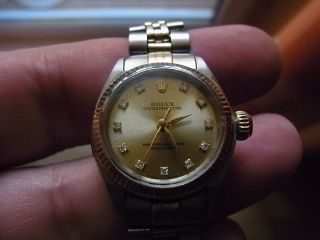 Damen Luxusuhr Rolex Oyster No Date Diamond Dial V.  1969 Stahl/gold Bild