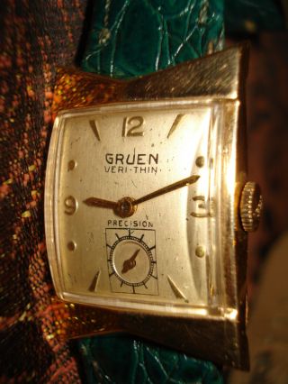 Ältere 14 K - Gold Armbanduhr - Gruen - Verti - Thin Bild