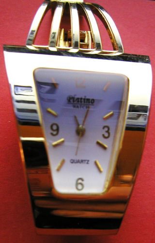 Damenarmbanduhr Armbanduhr Uhr Platino Watch Läuft Neue Batterie Nickel Frei Bild