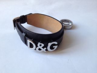D&g Dolce&gabbana Uhr Damen Armbanduhr Schwarzes Lederarmband Mit Uhr - Anhänger Bild