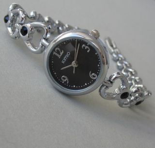 Kimio Fashion Armbanduhr Damen Uhr Trend Edelstahl Strass Herzen Schwarz B - Ware Bild
