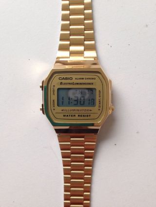 Casio Retro Klassiker Armbanduhr Unisex Digitaluhr Goldfarben A168wg - 9ef Bild