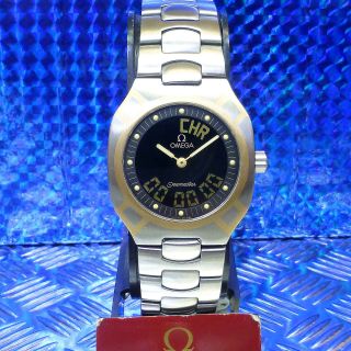Retro Omega Seamaster Polaris Stahl & 750 Er Gold Intarsien Unisex Armbanduhr Bild