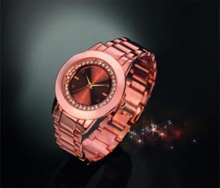 Modische Damen Armbanduhr „elegance“ In Goldrose Kupfer Yves Rocher Schmuckuhr Bild