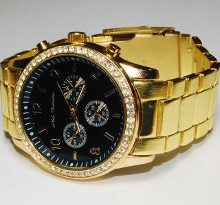 Große Armbanduhr Nele Fortados Gold Farben Retro Strass Bild