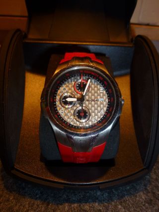 Sector Sport Chrongraph Herren Uhr Armbanduhr Rot 10bar Running Katschuk Date Bild