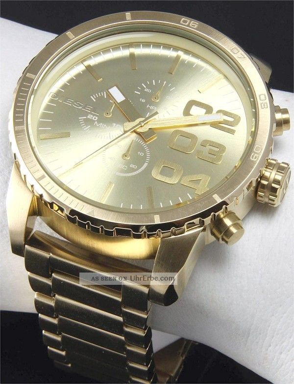 Diesel Herrenuhr Chronograph 46mm Gold Xl Armbanduhr Dz4268 Armbanduhren Bild
