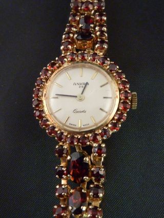 Sehr Schöne Damenarmbanduhr - Mit Zahlreichen Granaten - Intakt - Aus Silber Bild