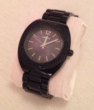 Dkny Damen Uhr Armbanduhr Strass Schwarz Perlmutt Bild