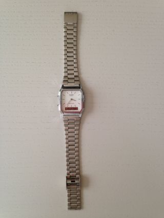 Casio Uhr Armbanduhr Silber Edelstahl Digital Und Analog Retro Bild