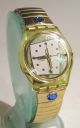 ♥♥ Goldene Skelett Swatch Mit Blauen Glitzersteinen ♥ Gold Blau Damen Uhr ♥ Armbanduhren Bild 4