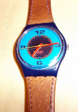Swatch Armbanduhr No.  5742 Mit Orig.  Lederarmband Bild
