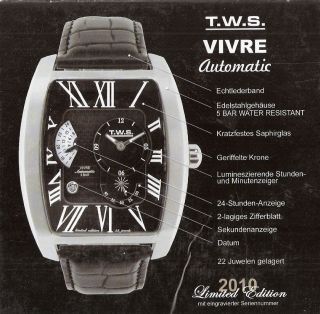 T.  W.  S.  Vivre Automatic Armbanduhr Mit Edelstahlgehäuse 2010 Limited Edition Bild