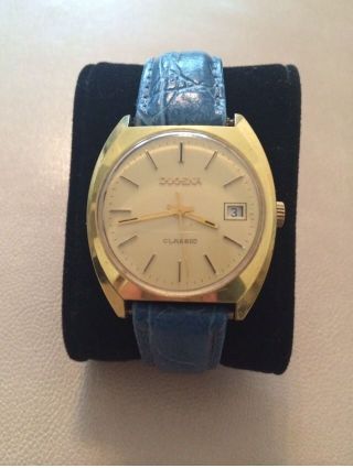 Dugena Armbanduhr Uhr Gold Blau Leder Bild